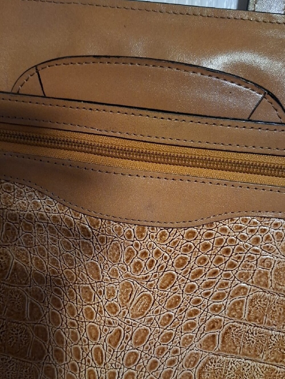 Bugatti Cognac Croc-Embossed Leather Briefcase with Shoulder Strap - Picture 8 of 16